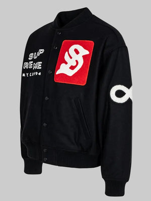 Supreme-Tourist-Black-Varsity-Jacket