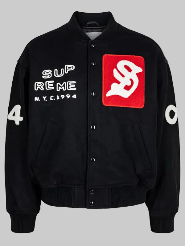Supreme-Tourist-Varsity-Jacket-Black
