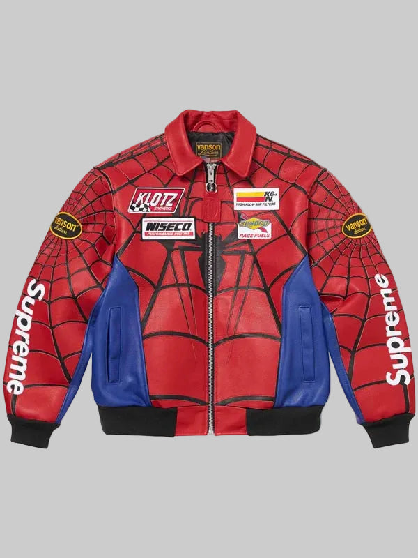 Supreme-Vanson-Leathers-Spider-Man-Jacket-Red