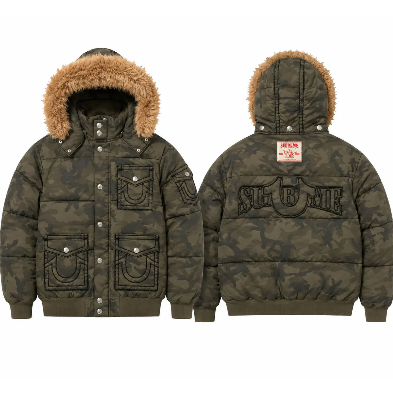 Supreme-x-True-Religion-Puffer-Jacket-Front-and-Back-View
