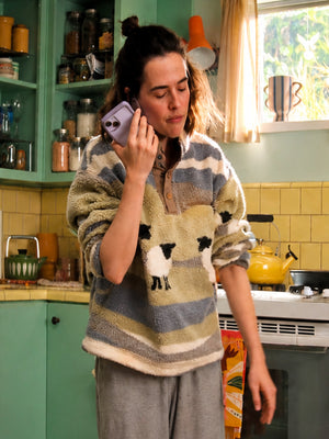 Voicemails-For-Isabelle-2026-Zoey-Deutch-Sheep-Fleece-Sweatshirt