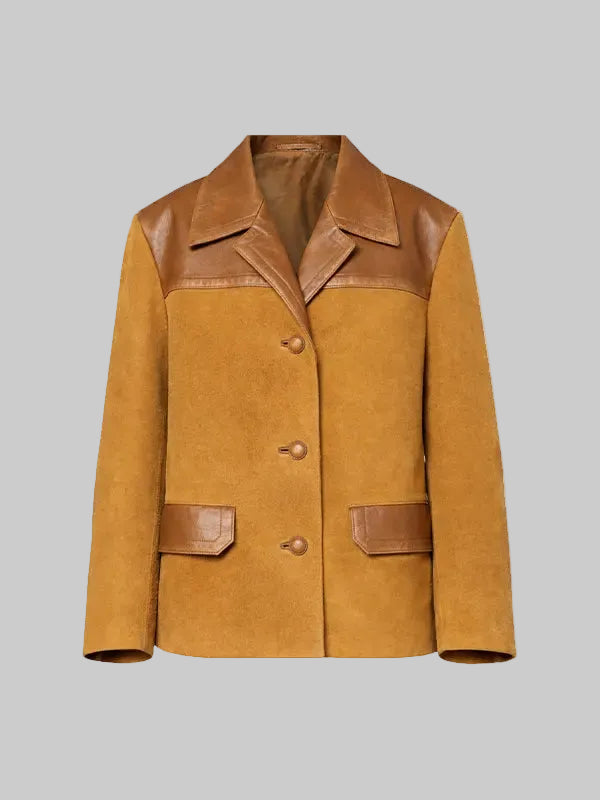 Leather Trimmed Oversized Suede Jacket