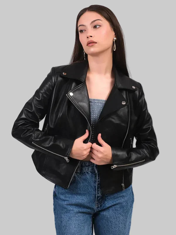 Women's Charlotte Black Leather Jacket
