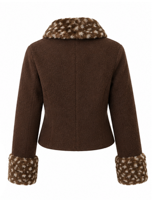 Womens-Zara-Bambi-Brown-Wool-Cardigan-Jacket-Back