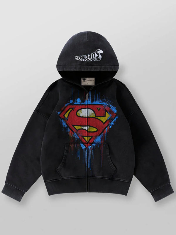 Youngla-Superman-ZIP-Hoodie-Black