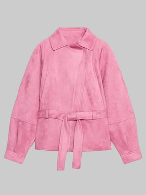 Zara-Pink-Suede-Leather-Jacket-With-Belt