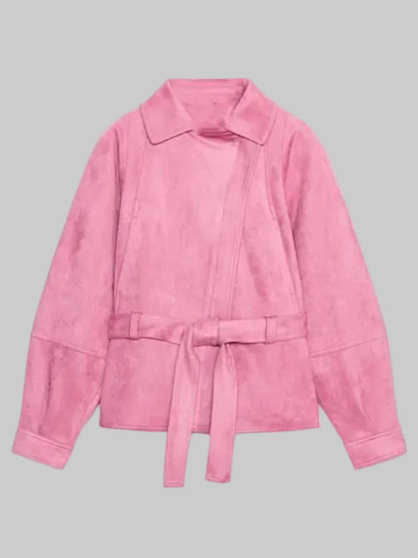 Zara-Pink-Suede-Leather-Jacket-With-Belt