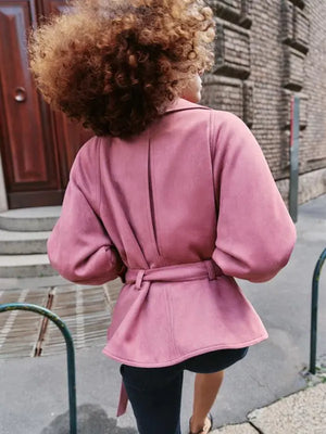 Zara-Womens-Pink-Suede-Jacket-With-Belt