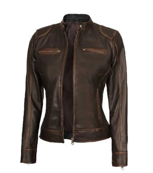 Distressed Brown Leather Jacket