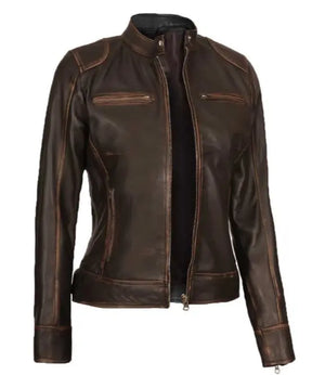 Women’s Distressed Brown Leather Jacket