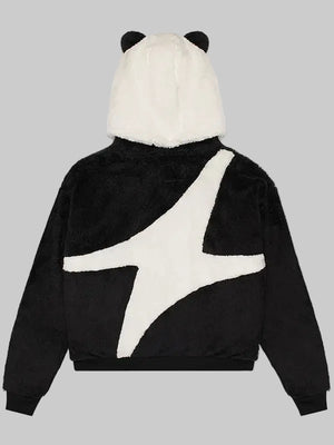 panda-Black-White-sherpa-zip-jacket-with-hood