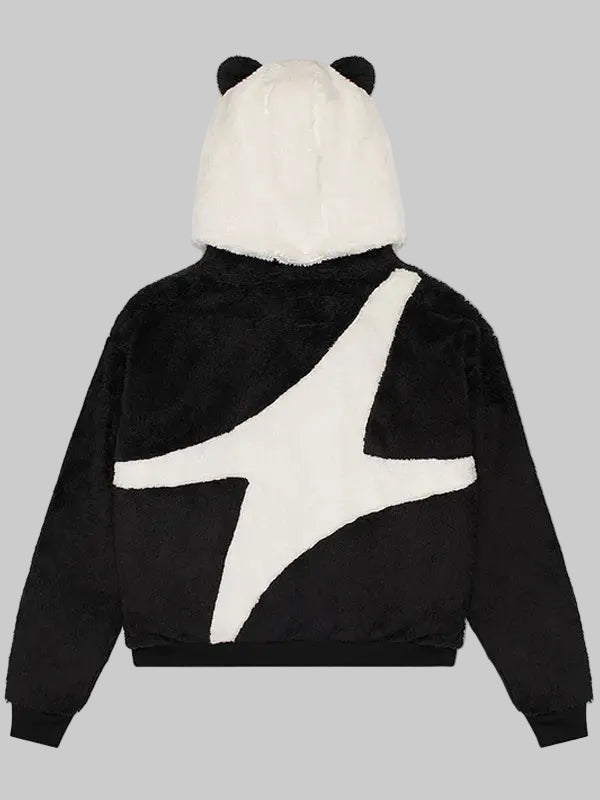 panda-Black-White-sherpa-zip-jacket-with-hood